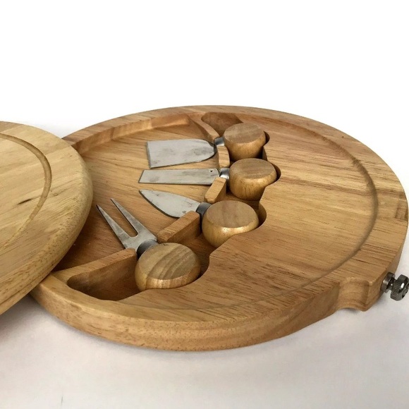 Charcuterie board Grazing Wood Set utensils 10 in round - Picture 5 of 8